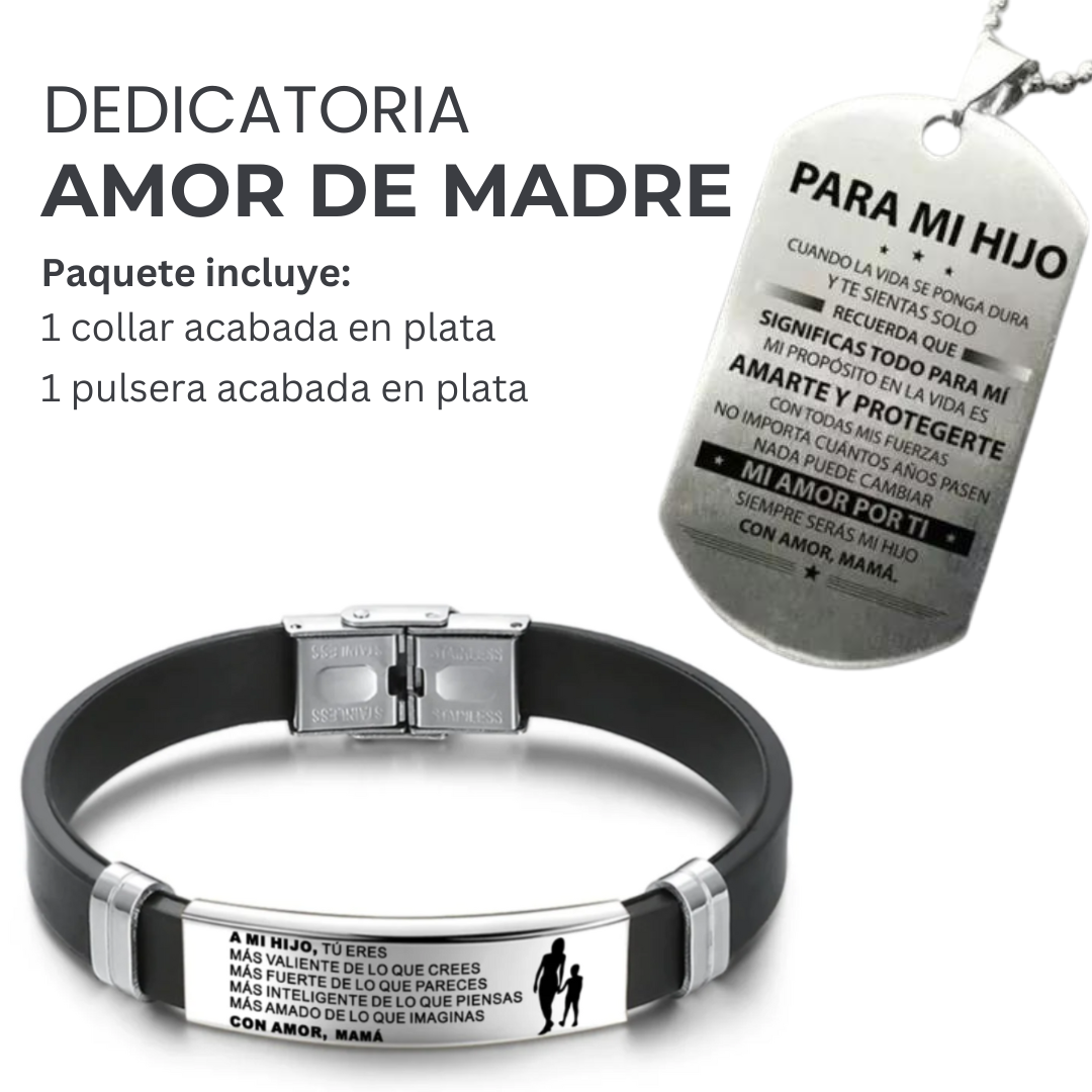 Amor de madre | Collar + Pulsera dedicada para hijo