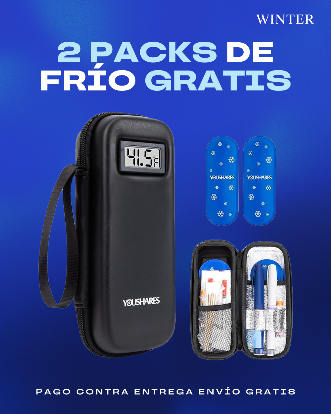 Estuche para Insulina con Control de Temperatura | 2 packs de frio gratis